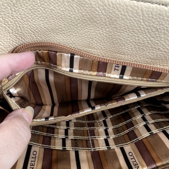 Cream & Brown Tignanello Handbag Crossbody Two Tone Multiple Pocket Classic Chic - Picture 6 of 11
